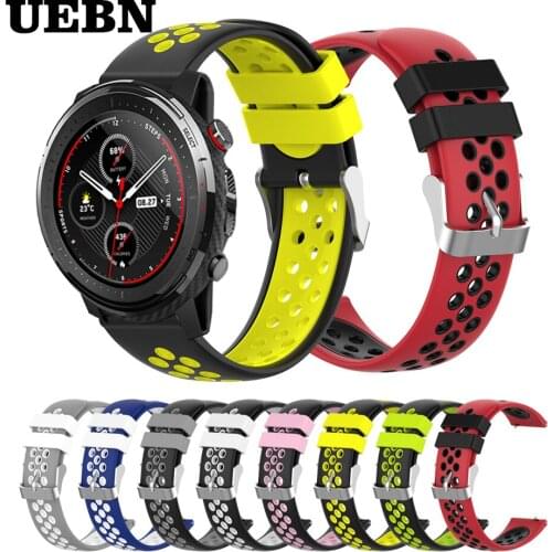 UEBN 22mm Sport Silicone Replacement Breathable Band For Huami Amazfit Stratos 3 Strap Bracelet for Amazfit GTR 47mm watchbands