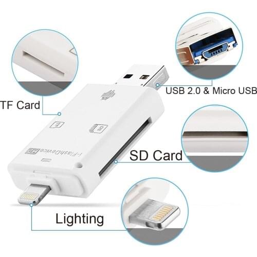 USB Lightning Card Reader OTG Flash Drive microSD TF Card Memory Card Reader Adapter For iPhone 5 5s 6 7 8 X S6 S7