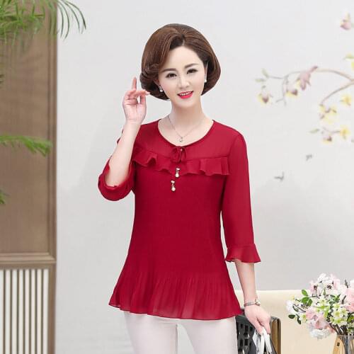 Vintage Red Chiffon Blouse Women Blusas Mujer De Moda 2021 Summer Korean Style 5XL Plus Size Tunic Shirt Femininas Tops Y808