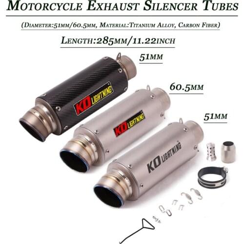 60.5mm 51mm Exhaust Silencer Pipe With Removable DB Killer Titanium Alloy Carbon fiber Refit Motorcycle Tail Muffler Pipe System