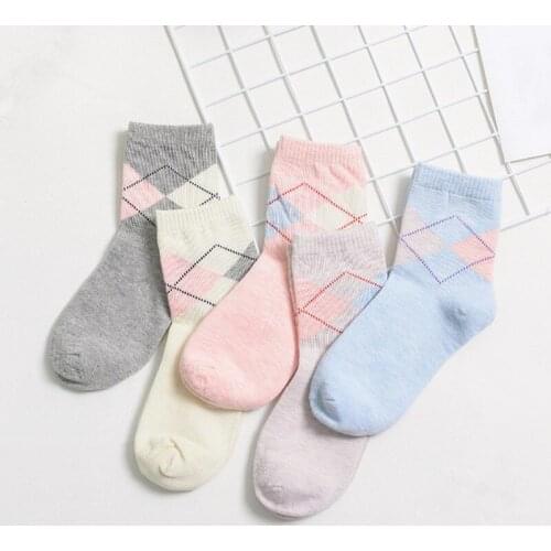 YUIYE womens new candy-colored stockings with 100% cotton breathable plaid and striped pattern stockings
