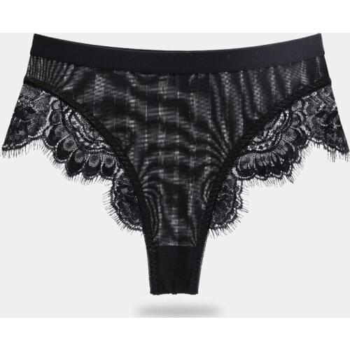 Women Sexy Lace Panties Seamless Mesh Breathable Panty Briefs Lingerie Fashion Mid Waist Underwear Intimates Plus Size