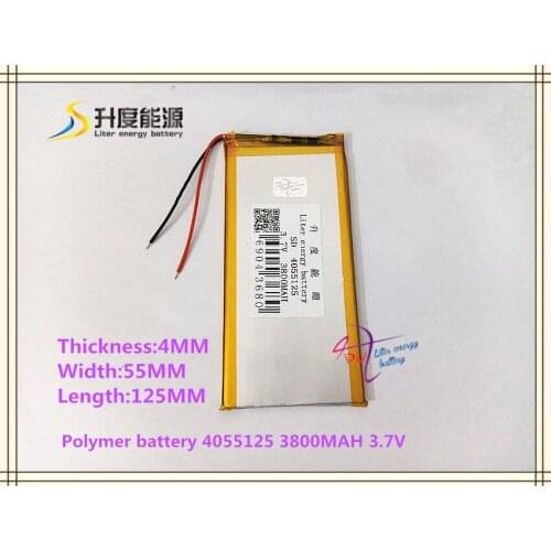 3.7V 3800mAH 4055125 polymer lithium ion / Li-ion battery for tablet pc GPS E-BOOK POWER BANK MOBILE BANK