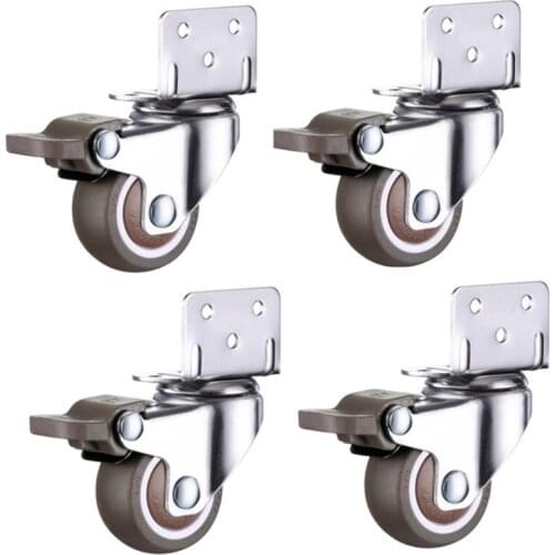 4 Pcs Furniture Casters Wheels Soft Rubber Swivel Caster Quite Roller wheels for trolley Baby Crib Bed Wheels Household