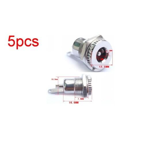 5pcs High quality Copper 5.5mm x 2.1mm Female DC Socket JACK Power Plug Female Panel Mount connector adapter