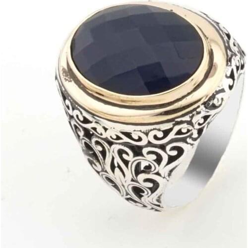 925 sterling Silver Blue Zircon Cubic Zirconia Men Ring Model 13