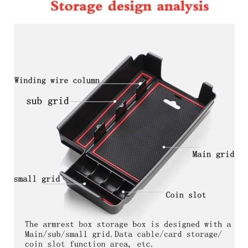 Car Center Console Organizer Storage Box Interior Accessories Interior Armrest Storage Box For- A4L A5 2017-2019