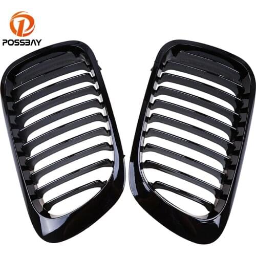 POSSBAY Car Front Center Bumper Hood Grilles Gloss Black Grill for BMW 3-Series E46 323Ci/325Ci Coupe 1999-2003 Pre-facelift