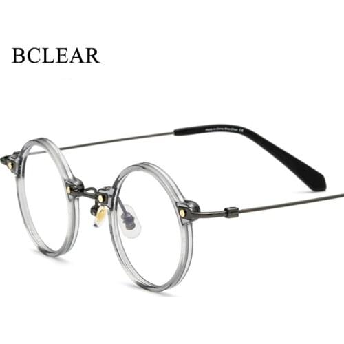 BCLEAR 2021 New Arrival Ultra-light Titanium Myopia Glasses Spectacle Men Women Retro Round Acetate Fashion Optical Eyelasses