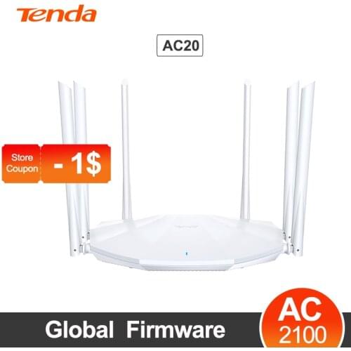 Tenda AC20 AC2100 Wireless Gigabit Router 2.4G / 5G Dual-Band 2033Mbps Wifi Repeater With 6*6dBi Antennas Multi-language APP