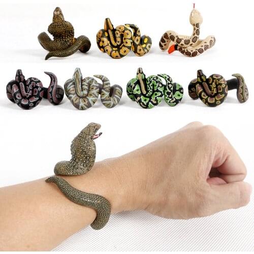 Halloween Snake Bracelet Animal model Action Figures Ball pythons Cobra Models For Children Gift Garden Decoration Toy