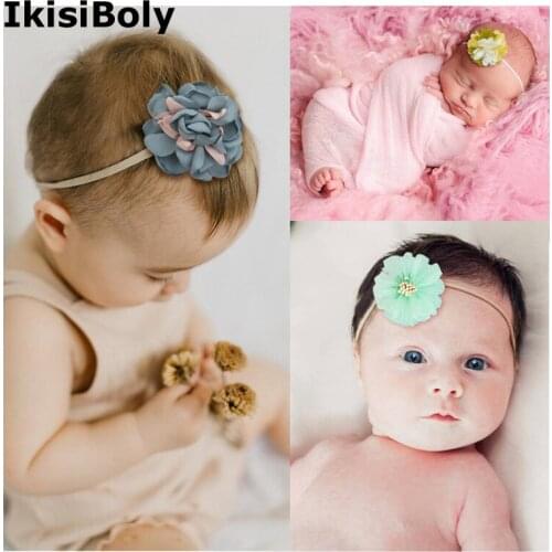 Girls New Headband Set Handmade Flower Fabric Hairbow Kids Nylon Elastic Premium Hair Bands Headwear Accessories 4/6 Pack