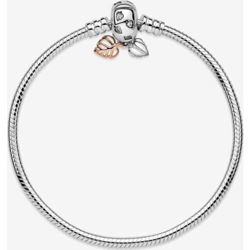 Real 925 Silver Sparking Leaf Bracelet Snake Chain Bracelet Bangle Charms Fashion Women Jewelry Pulseras