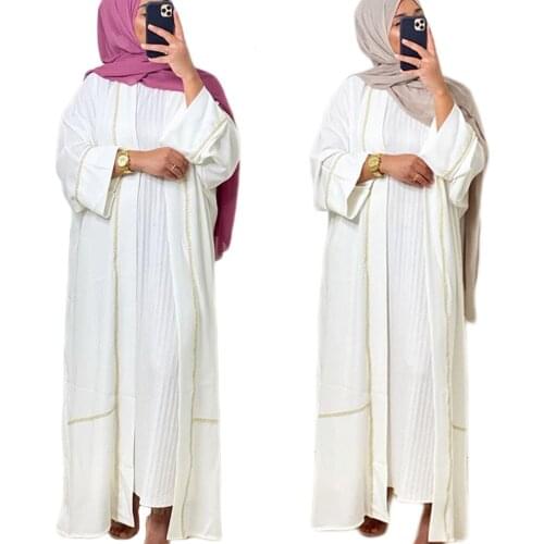 Dubai Muslim Women Open Abaya Solid Color Arab Kaftan Kimono Turkish Eid Mubarak Islamic Vestido Ramadan Middle East Abayas New