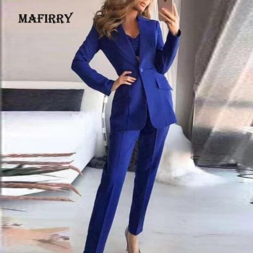 Elegant Solid Women Blazer 3 Piece Set Long Sleeve Turn-down Collar Single Button Suit Office Lady Sexy High Waist Slim 3Pcs Set