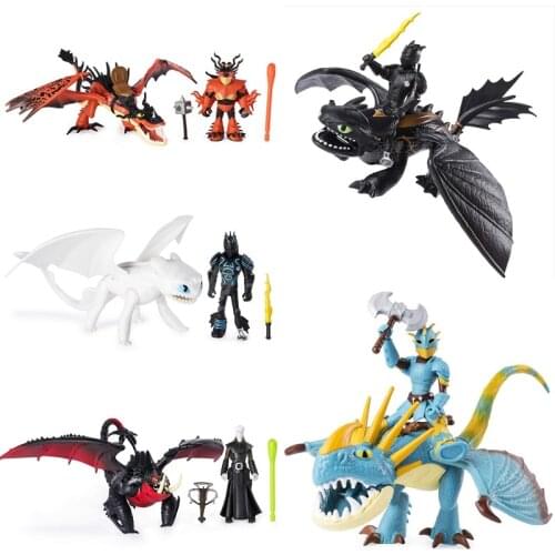 100% Genuine How To Train Your Dragon 3 Night Fury Black/white Toothless PVC dragon model Figure Movie action children toys