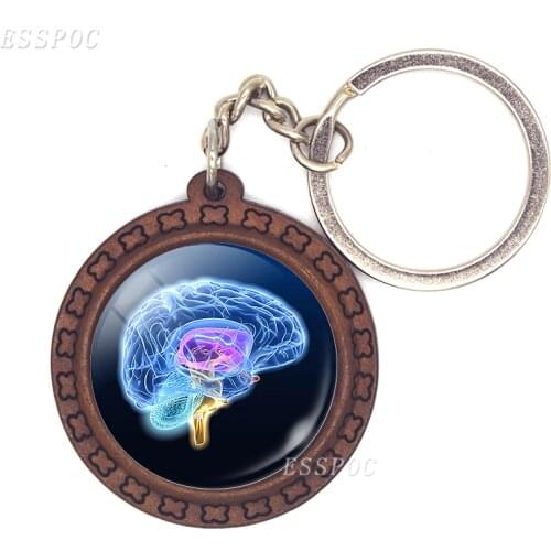 Human Head Pendant Anatomy Science Brain Keychain Gift Under Anatomy Keyring Wooden Key Chain Key Holder Doctors Gift