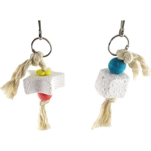 Bird Hamster Parrot Rabbit Chew Bite Play Toys Teeth Grinding Stone with Bell Funny Birds Play Toys Random Colors