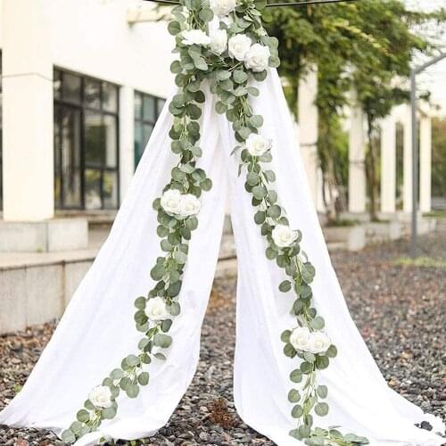 Artificial Eucalyptus Garland Greenery Fake Vines For Wedding Party Backdrop Arch Indoor Outdoor Home Wall Decor