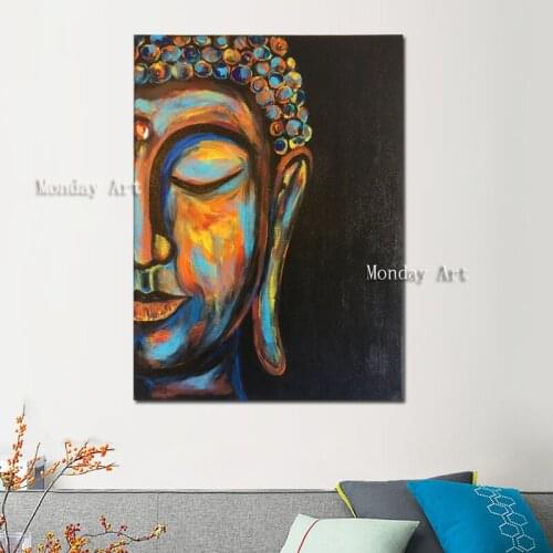 Aritist Big Size hand painted Buddha oil Painting For Living Room cafe hotel Wall Canvas Abstract Art home Decorative Pictures