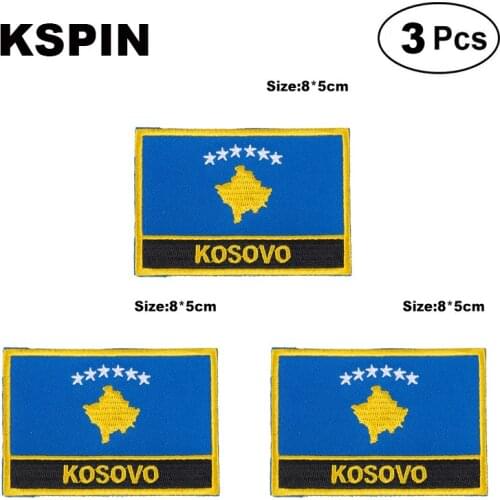 KOSOVO Rectangular Shape Flag patches embroidered flag patches national flag patches for clothing DIY Decoration