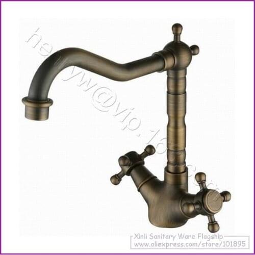 L16520 - Luxury Deck Mounted Bronze Color Brass Double Handle Lavatory Tap