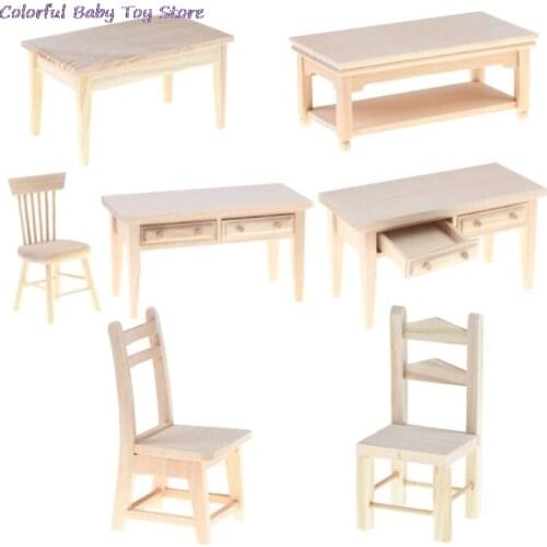 New 1 Set Mini Dollhouse Furniture Desk Chair Miniature Living Room Kids Pretend Play Toy Developmental Toys