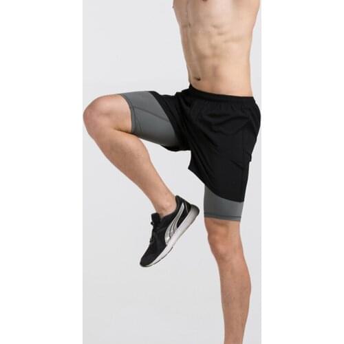 2 in 1 mens running shorts gym fitness compression underwear quick dry running training shorts basketball tights jogging shorts