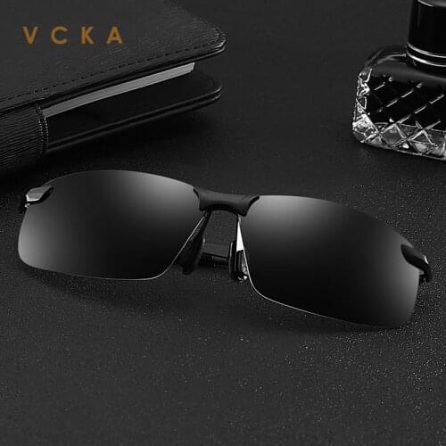 VCKA 2020 Polarized Photochromic Sunglasses Men Driving Rectangle Chameleon Sun Glasses Day Night Vision UV400 Anti Glare Goggle