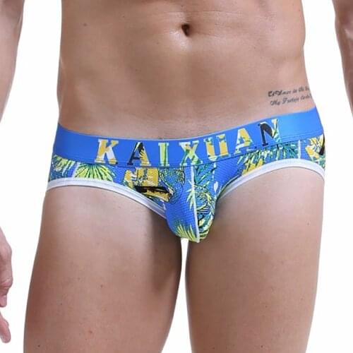 Mens Lingerie Sexy Panties Printed Breathable Mesh Jockstrap Briefs Low Waist Bulge Pouch G-string Erotic Underwear Underpants