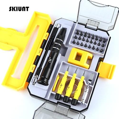 SKIUNT 34 In 1 Screwdriver Set Precision Phillips Slotted Screw Bits Multitools Household Repair Hand Tools Kit For Mobile Phone