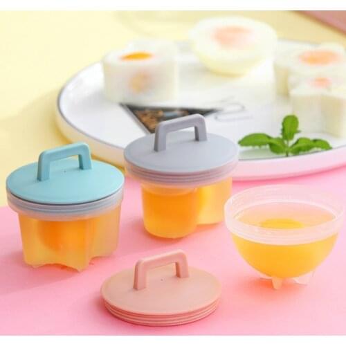 New 4PCS Practical Cute Egg Boiler Plastic Egg Poacher Set Kitchen Egg Cooker Tools Egg Mold Form with Lid Brush Pancake Maker