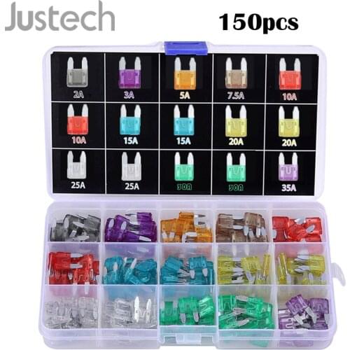 Justech 150PCS Mini Blade Fuses Kit 2A/3A/5A/7.5A/10A/15A/20A/25A/30A/35A AMP Assorted Set for Car Truck SUV DIY Car Accessories