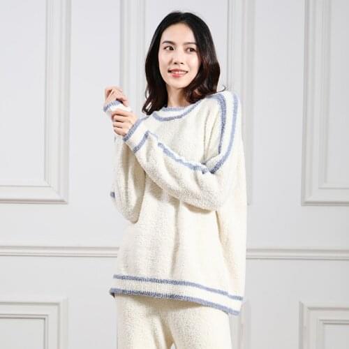 Latest Womens Pajamas Set Sleepwear Home Clothes Sweater Thick Nightwear Wick Yarn Loose Knitted Autumn And Winter Cardigan