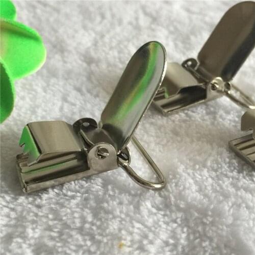 New 15mm Silver 100pcs/lot Metal Hook Baby Dummy Pacifier Suspender Clip Soother Clips Ribbon Metal Pica Holders Clips