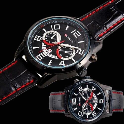 2015 New CURREN Arrive Men Quartz Watches Sports and Military Wristwatch PU Leather Strap Watch Casual Male Business Watch date