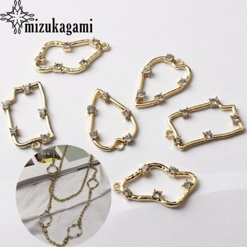 High Quality Zinc Alloy Mosaic Crystal Heart Charms Pendant 6pcs/lot For DIY Fashion Drop Earrings Jewelry Making Accessories