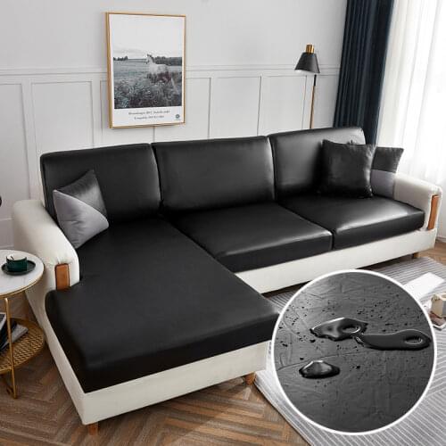 Luxury PU Faux-Leather Sofa Seat Cushion Cover Waterproof Removable Washable Slipcover Pet Furniture Protector Couch Covers