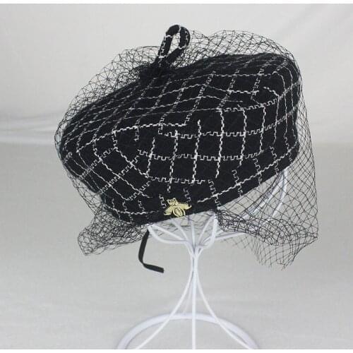 Mesh Lattice Beret Hats for Women Fashion Elegant Octagonal Hats Fashion Little Bee Ladies High Quality Hats Trendy Accessories