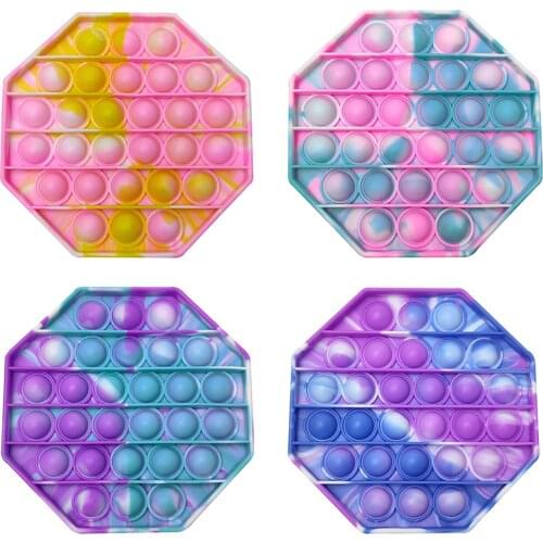 Push Pops System Its Bubble Strawberry Rainbow Color Fidget Sensory Toy Autism Special Needs Stress Reliever Squishy Toys Adult