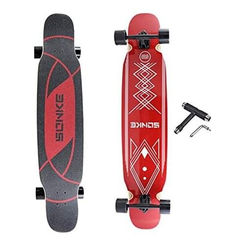 Skateboard 46" X9.8" high-Speed Bearing Double tilt Silent Maple Board Longboard Skateboard Beginner Adult