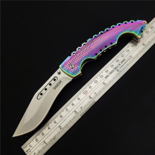 EDIEU Store Spartan Folding Knives 440 Blade Cold Steel Handle Outdoor Tactical Camping Survival Pocket Knife Utility EDC Tools