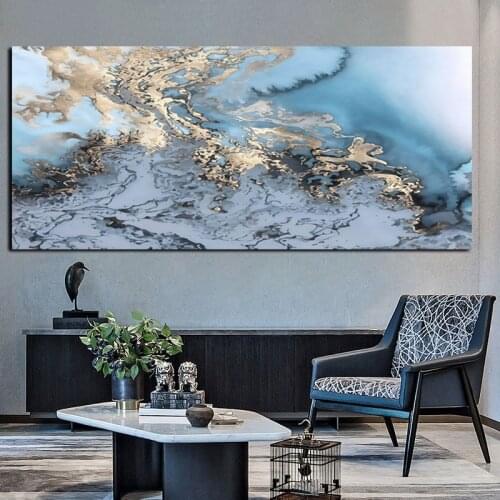 Modern Nordic Blue Yellow Smoke Texture Poster Abstract Canvas Wall Picture Prints For Living Room Painting Bedroom Sofa Decor