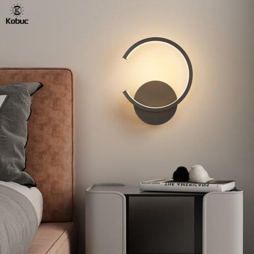 Kobuc Indoor Bright 10W Led Wall Light Fixture White Black C Shape Modern Wall Lamp for Bedside Aisle Corridor Hotel 110 220V