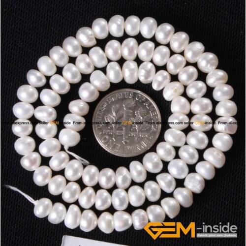 Pearl: 5-6mm natural cultured pearl beads strand 15" DIY loose beads for jewelry making beads wholesale