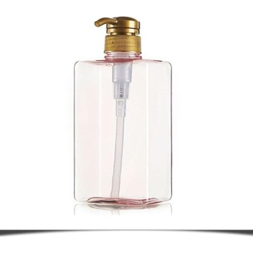 1Pc 600ml Portable Soap Rectangular Dispenser Press Type Split Empty Pump Bottle Transparent Candy Color Shampoo Shower