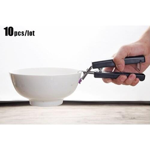 10 Pcs Multi-purpose Bowl Clips Stainless Steel Hot Bowl Holder Thick Silicone Dish Clamp Pot Pan Gripper Clip Kitchen Tool