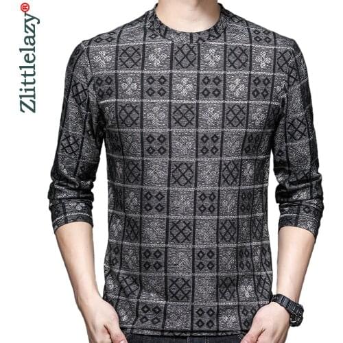 2021 Brand Casual Long Sleeve T Shirt Men Tshirt Summer Mens Clothing Plaid T-shirt Streetwear Fashion Tee Shirts Tshirts 315