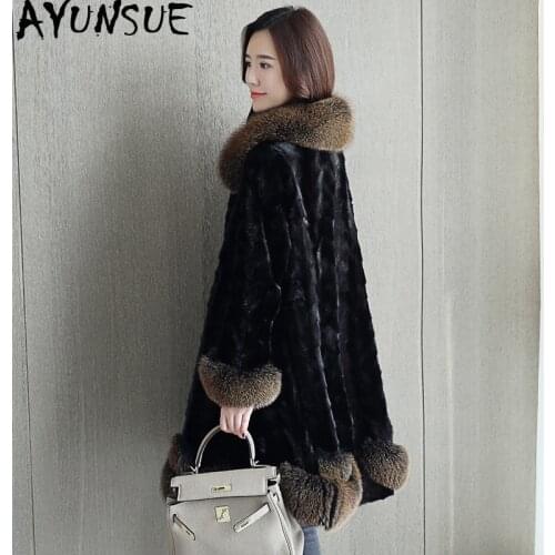 AYUNSUE Real Mink Coat Female Luxury Natural Fur Coats Winter Jacket Women Korean Long Jackets for Women Clothes 2020 MY4100