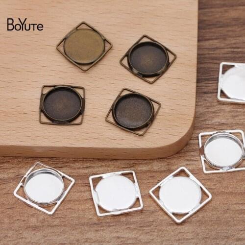 BoYuTe Custom Made (200 Pieces/Lot) Fit 12MM Cabochon Base Square Blank Tray Setting Diy Jewelry Accessories Handmade Materials